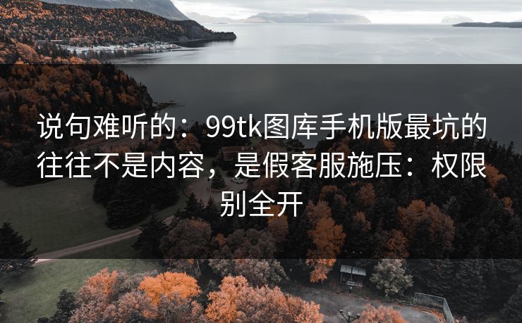 说句难听的：99tk图库手机版最坑的往往不是内容，是假客服施压：权限别全开